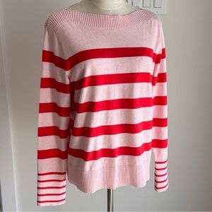 Tommy Hilfiger - Woman’s Pink and Red cotton boatneck sweater. Size M